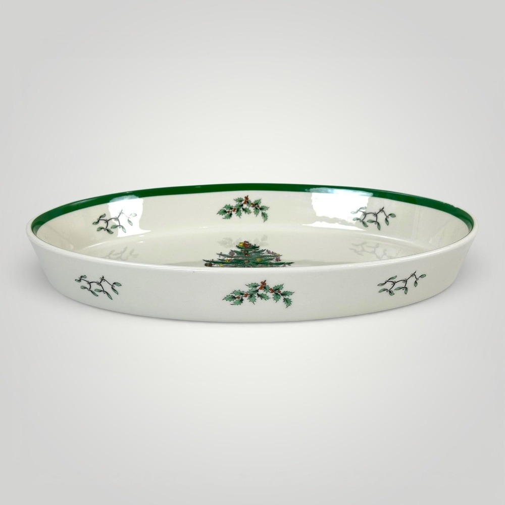 Spode Christmas Tree Oval Baking Dish England 14.5x9.75 Oven To Table Ceramic